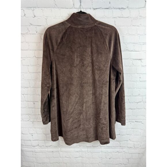 J.JILL PUREJILL brown stretch cotton blend velvet A-line full zip cardigan M - Picture 8 of 8